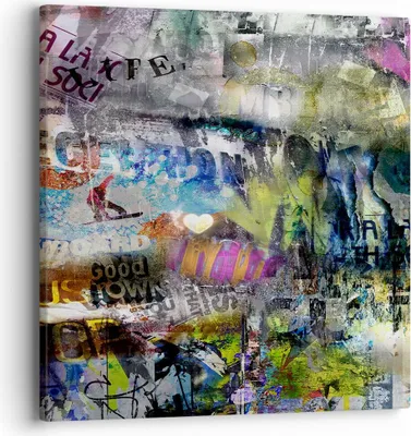 Produktbild von Bild auf Leinwand - Leinwandbild - Graffiti modern - 40x40cm - Wand Bild - Wanddeko - Wandbilder - Leinwanddruck - Bilder - Kunstdruck - Wanddekoration - Leinwand bilder - Wandkunst - AC40x40-3564