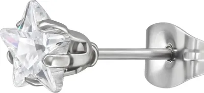 Image de 6 mm Boucles d'oreilles étoile en acier inoxydable avec zirconium