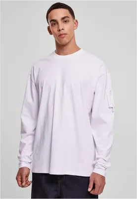 Obrázok produktu pre Pánske tričko s dlhým rukávom Urban Classics Sleeve Pocket Longsleeve white - M
