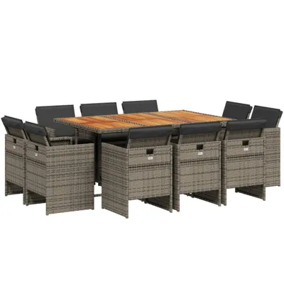 Obrázek produktu pro vidaXL 11dílný zahradní jídelní set s polštáři Grey Poly Rattan
