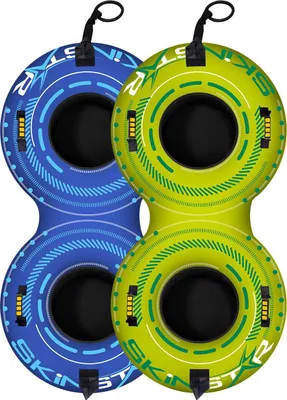 Image de SkinStar Double SNOW TUBE 2er Bob Pneus neige Pneus glissants Luge Snowtube - Couleur : BLEU-HELLBLEU