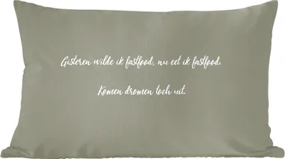 Produktbild von MuchoWow® Zierkissen Sofakissen Wohnzimmer Dekokissen 60x40 cm Sprichwörter - Gestern wollte ich Fastfood - Fastfood-Liebhaber - Zitate - Kopfkissen - Polster mit Foto