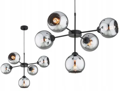 Produktbild von KAR-LIGHTING Pendelleuchte 5-flammig Schwarz Glas & Metall – Höhenverstellbare Hängelampe für Esszimmer & Wohnräume – E27