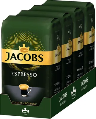Produktbild von Jacobs Espresso Expertenröstung 4x 1 kg ganze Bohnen, Röstkaffee, Kaffeebohnen