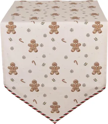 Produktbild von Clayre & Eef Tischläufer 50x160 cm Beige Baumwolle Pfefferkuchenmann