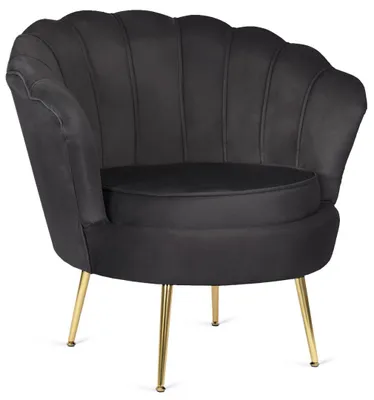 Produktbild von Samt Stuhl Muschel – Polsterstuhl Velvet Weitere Farben, Esszimmer &Wohnzimmer, Schwarz, Gold 74x72x74, moderner Stil, Glamour, Komfort