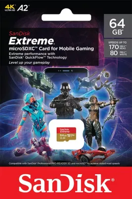 Produktbild von SanDisk Extreme - Flash-Speicherkarte - 64 GB - A2 / Video Class V30 / UHS-I U3 / Class10 - microSDXC UHS-I