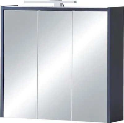 Image de Armoire à glace Lovis bois bleu nuit 65 cm - Meuble de salle de bains avec miroir