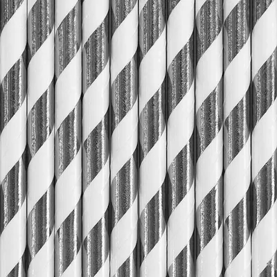 Produktbild von 10x Papierstrohhalme, silber, 19,5cm