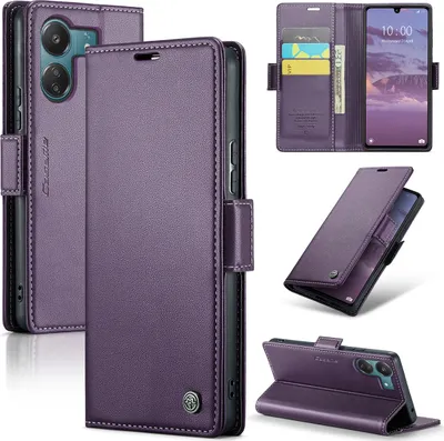 Image de Xiaomi Redmi 13C /Poco C65 Housse, étui portefeuille en cuir avec carte de protection et fonction support pour Xiaomi Redmi 13C /Poco C65 Violet