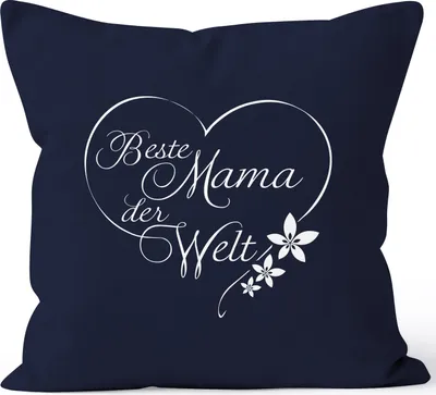 Produktbild von Kissenbezug Beste Mama der Welt Geschenk für Mutter Muttertag 40x40 Baumwolle MoonWorks® navy unisize