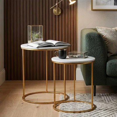 Produktbild von Kaffeetische mit Platten in Marmor-Optik, Ø 52 cm, Ø 42 cm