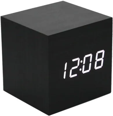 Produktbild von Wecker aus Holz – Mini-Digitaluhr mit Temperatur- und Zeitanzeige, 3 Helligkeitsstufen und Sprachsteuerung, perfekt für Zuhause und unterwegs