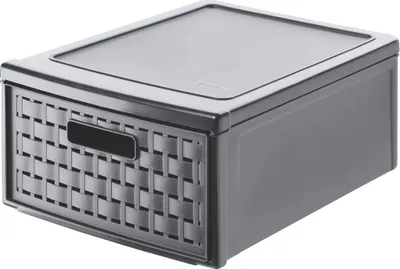 Produktbild von Rotho Schubladenbox Country 8,3L - Aufbewahrungsbox 26 x 35 x 14,5 cm - Organizer aus Kunststoff in Rattan-Optik - Schubladen Organizer stapelbar