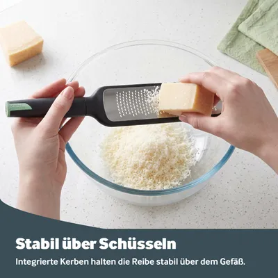 Produktbild von Küchenreibe Edelstahl Schwarz, Feinreibe für Käse & Gemüse, Zester mit
