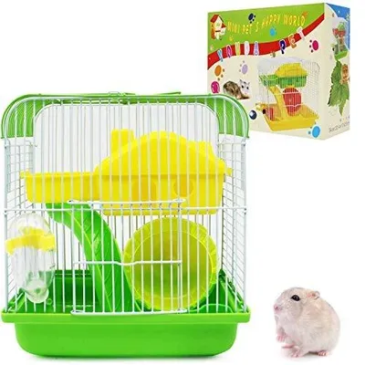 Zdjęcie produktu dla Klatka dla chomika plastikowa z domkiem i kołem do biegania