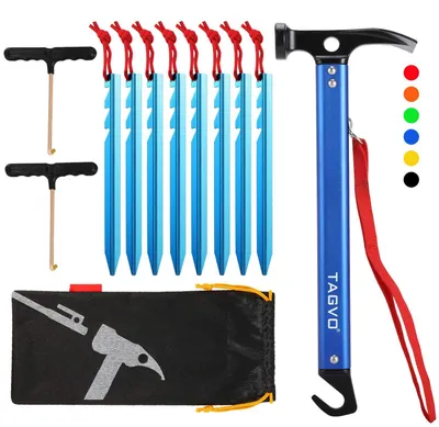 Immagine prodotto di Kit per campeggio con 8 picchetti in alluminio e 2 accessori per tende
