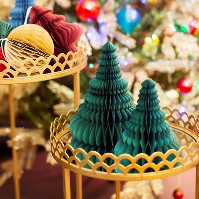 Stehdekoration Honigwabenbaum grün, 2er-Set, 20 cm
