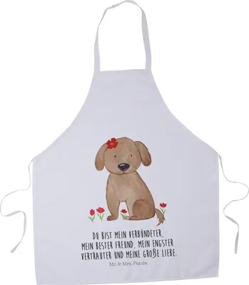 Produktbild von Mr. & Mrs. Panda Schürze Hund Dame - Weiß - Geschenk, Frauchen, Hunde, Grillschürze, Liebenswert, Koch, Grill, Kochschürze, Niedlich, Liebe, Küchenzubehör, Sprüche