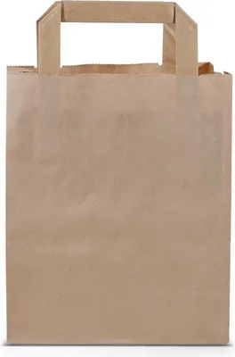 Produktbild von Papiertragetaschen - 250 Stück - 18 + 8 x 22 cm - mit Griff - Kraftpapier