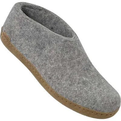 Produktbild von Glerups Hausschuh Modell A mit Ledersohle – Dein hochwertiger Hüttenschuh: grau / 43 Farbe: grau Größe: 43