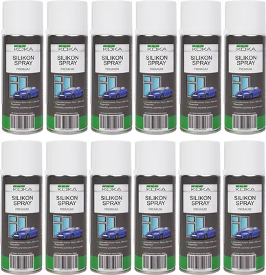 A grid of 12 identical spray cans, arranged in two rows of six.