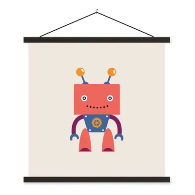 Produktbild von MuchoWow® Textilposter Roboter - Getriebe - Gesicht - Antenne - Kinder - Jugendliche 120x120 cm mit schwarzem Rahmen - Aufhängungsset