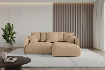 Produktbild von ALTDECOR Ecksofa mit Schlaffunktion und Bettkasten ONESK-L 216x177x72 cm Beige - Corner Sofa Eckcouch Couch L-Form angeordnet Schlafcouch Ausziehbar Wohnlandschaft