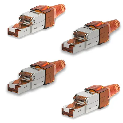 Produktbild von Netzwerkstecker CAT7 RJ45 4 Netzwerk Stecker geschirmt Werkzeuglos Zugentlastung