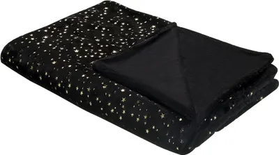 Produktbild von BELIANI Kuscheldecke Schwarz Polyester Stoff 150 x 200 cm mit Sternen Motiv für Bett Sofa Couch Sessel Erwachsene Kinder Wohnzimmer Schlafzimmer