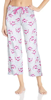 Produktbild von HUE Damen Printed Knit Capri Pajama Sleep Pant Pyjamahosen, Weiß-Flamingals, Lar