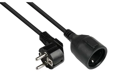 Immagine prodotto di Cavo di prolunga Schuko, tipo E+F, angolato, 5 metri, grado di protezione IP44, sezione 1,5 mm², colore nero