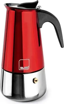 Obrázek produktu pro Ibili Moca, Moka konvička, 0,185 l, Černá, Červená, Nerezová ocel, Nerezová ocel, 4 hrnků, Bakelit