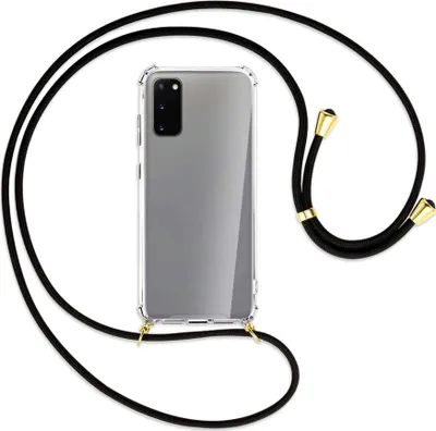 Produktbild von Handykette Backcover-Schutzhülle mit Band (Metall goldfarben) für Samsung Galaxy S20 (G980) - schwarz
