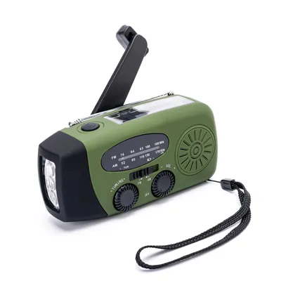 Produktbild von AIORBER Tragbar Notfallradio mit Kurbel, Solar, USB, LED Taschenlampe, AM/FM/WB, 600mAh Powerbank, für Outdoor Camping, Grün
