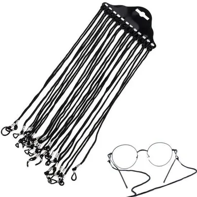 Produktbild von Brillenkordel – 12 Stück – Brillenband – Brillenschlaufe – Für Damen und Herren – Brillenband – Brillenkordel aus Nylon – Schwarzes Band