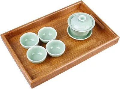 Immagine prodotto di Vassoio rettangolare in bambù 40x28x35 cm per bevande e snack