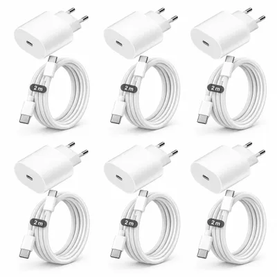 Produktbild von 6x iPhone USB-C Ladegerät 20W Schnellladegerät mit USB-C Kabel – USB-C Ladeset für iPhone 17 16 15 Pro Max Air Plus