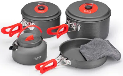 Produktbild von Camping Kochgeschirr Set Outdoor Bratpfanne Topf Wasserkocher Set fš¹r Outdoor Camping Backpacking