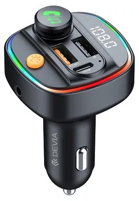 Immagine prodotto di Trasmettitore FM Bluetooth Smart con lettore MP3, caricabatterie per auto, 30W, 1 porta USB-C, 2 porte USB, 3A, colore nero