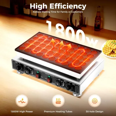 Imagen del producto de Sartén para poffertjes - Mini sartén para crepes - Máquina para hacer crepes - Mini sartén para poffertjes - Plancha para poffertjes