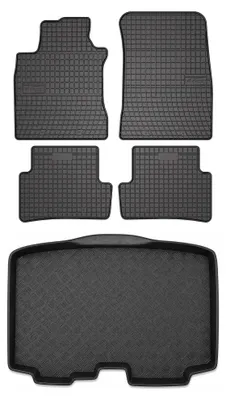 Imagen del producto de Alfombrillas de goma + bandeja de maletero para Renault Modus 2008-2012 – juego de 5 piezas, negras, a medida – Wielganizator SolidPRO