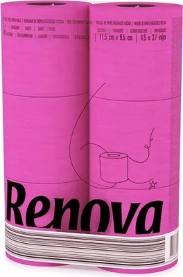 Produktbild von 24 Rollen rosanes Toilettenpapier von Renova im Folienpack - PINK FUCHSIA