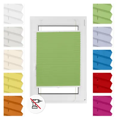 Produktbild von Estika Plissee ohne Bohren - 60 x 230 cm - Grün - Einfache Montage mit Klemmen