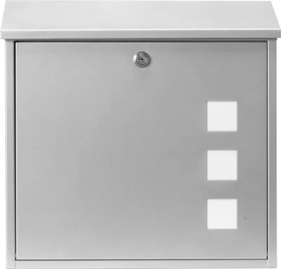 Briefkasten, abschließbar, verzinkter Stahl, 37x36x11 cm, Silber
