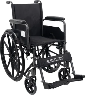 Produktbild von Mobiclinic, Faltrollstuhl, S220, Schnellspanner-Räder per Knopfdruck, Sitzbreite 40 cm, Bremshebel, Rollstuhl, stabil