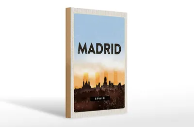 Produktbild von Holzschild Reise 20x30cm Madrid Spain Retro Malerisches Bild