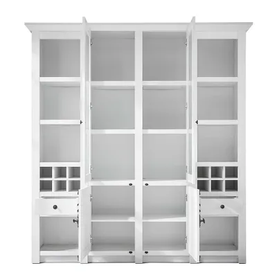 Produktbild von Großer Buffet-Schrank WINGST-61 im klassischen Landhaus Stil Nachbildung Pinie weiß Nb. inkl. LED B/H/T ca. 194x207x45cm