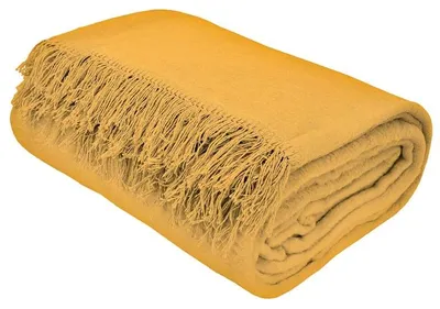 Produktbild von Decke, Baumwolldecke mit Fransen, hohe Qualität 150x200 Ba866 Senfgelb