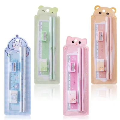 Produktbild von Schrein-Set für Kinder 4er Pack mit Bleistiften, Radiergummi, Lineal und Anspitzer